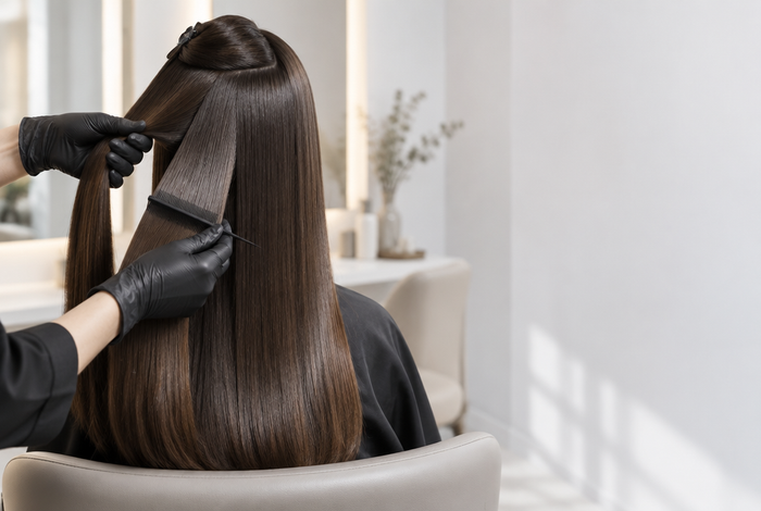 Keratinbehandling i salong