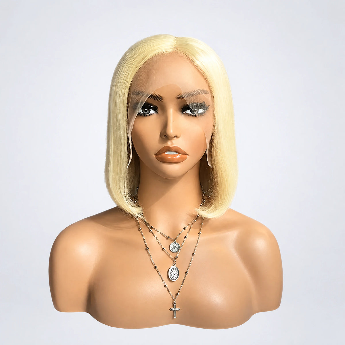 Classic Peruk Äkta Hår – Rak Bob, Lace Frontal, färg 613
