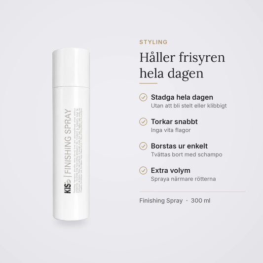 KIS Finishing Spray: stadga hela dagen, torkar snabbt, borstas ur enkelt, extra volym