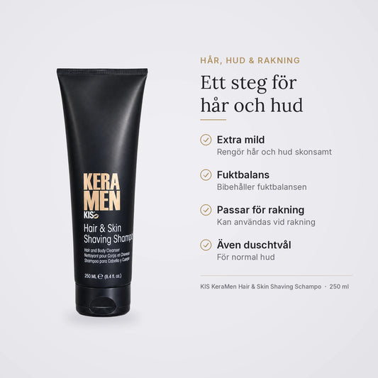 KIS KeraMen Hair & Skin Shaving Schampo: extra mild tvätt för hår och hud, även duschtvål och vid rakning