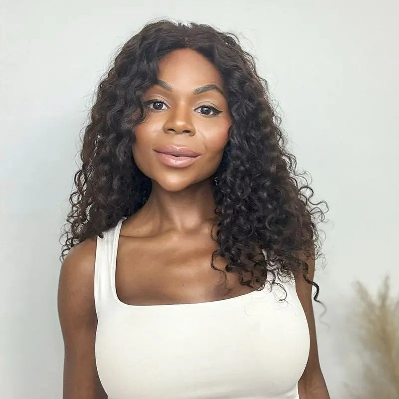 Luxury Peruk Äkta Hår – Krullig, Lace Closure
