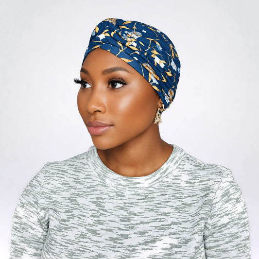 Turban Blommig – blå
