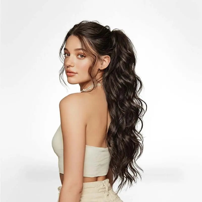 Vegan ponytail i syntetfiber, vågig