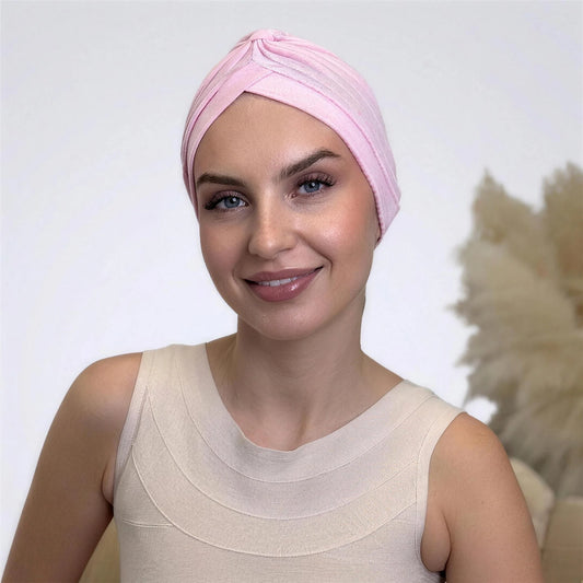 Turban Ella i rosa framifrån