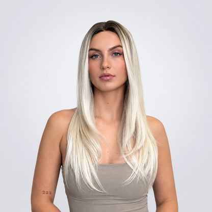 Alva Vegan Syntetisk Peruk – Mono Part, Pearl Blonde