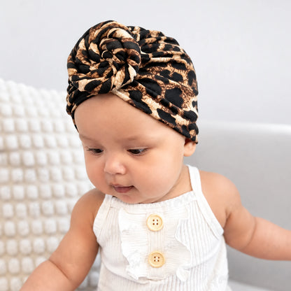 Babyturban med ros – brun
