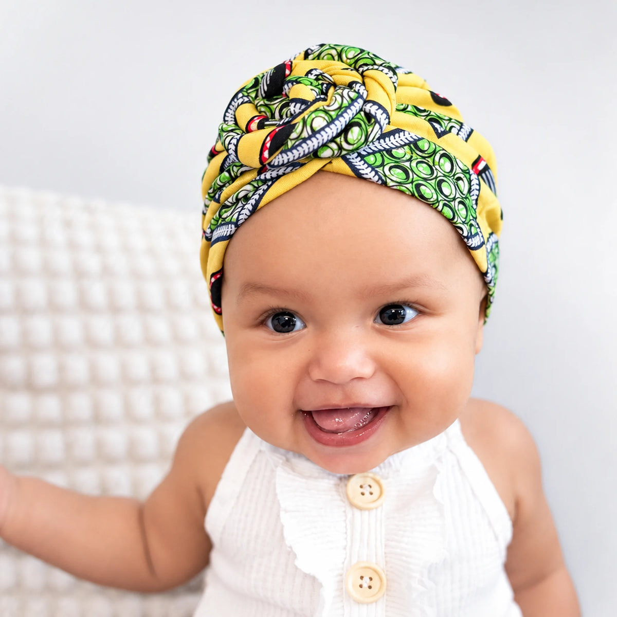 Babyturban med ros – gul