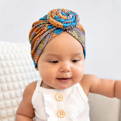 Babyturban med ros – orange