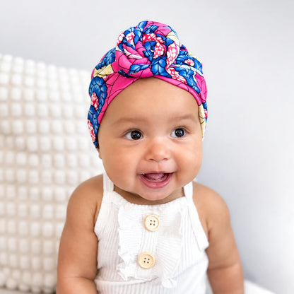Babyturban med ros – rosa