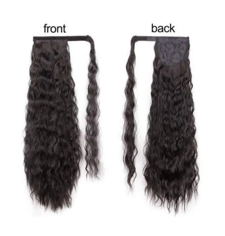 Vegan Ponytail – Chic, lockig, svart, fram och bak