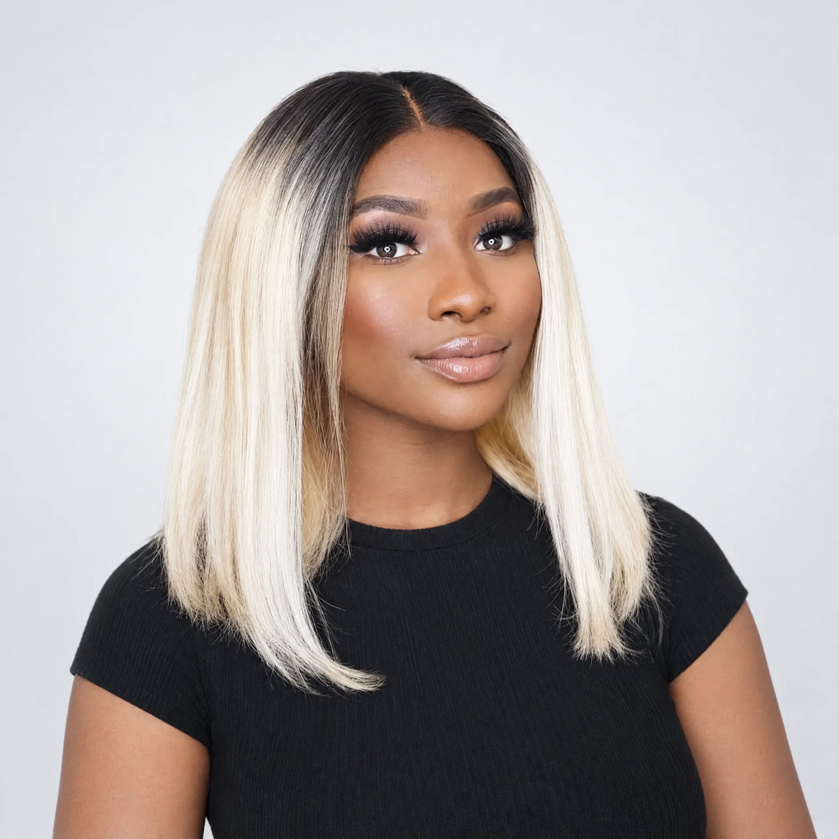 Classic Peruk Äkta Hår – Rak Bob, Lace Frontal, färg 1b-613