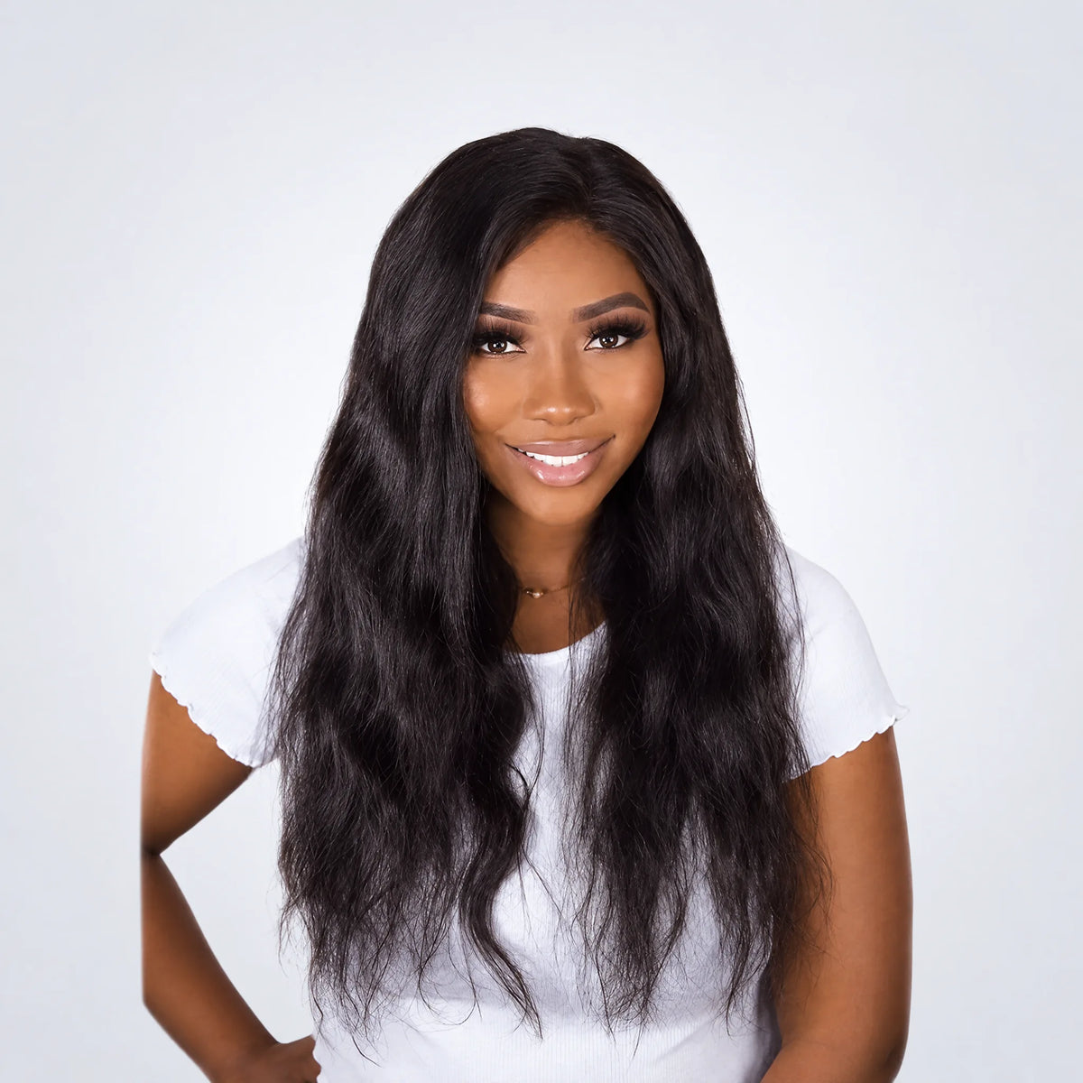 Classic Peruk Äkta Hår – Vågig, Lace Frontal, färg 1b