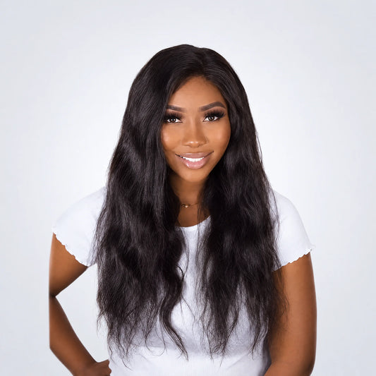 Classic Peruk Äkta Hår – Vågig, Lace Frontal, färg 1b