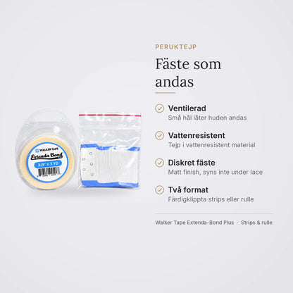 Extenda-Bond Plus – Ventilerad Tejp för Peruk & Toupé: ventilerad, vattenresistent och diskret under lace, som strips eller rulle