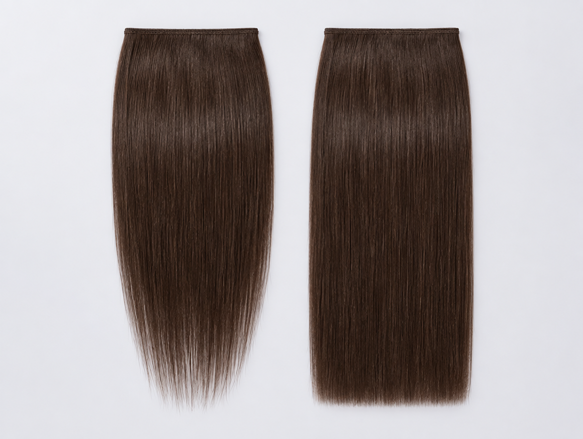 A thin weft with a tightly sewn top