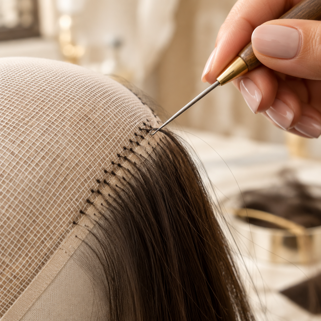 Inknytning av nytt hår i peruk - Fairwithhair