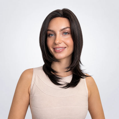 Kerstin Vegan Syntetisk Peruk – Mono Part, Dark Brown