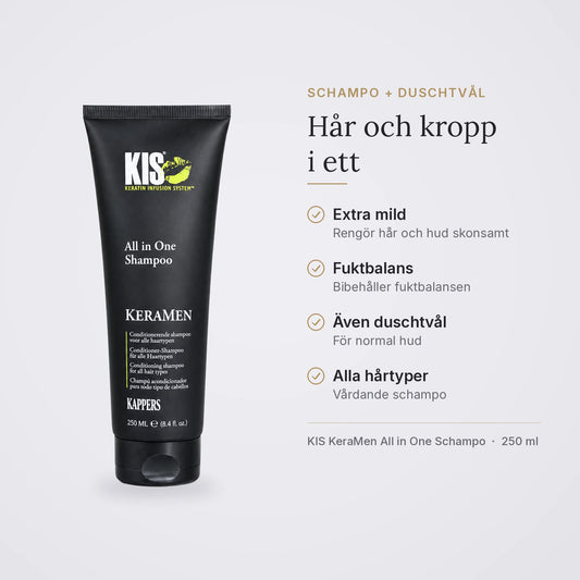 KIS KeraMen All in One Schampo: extra milt schampo och duschtvål för hår och hud, alla hårtyper