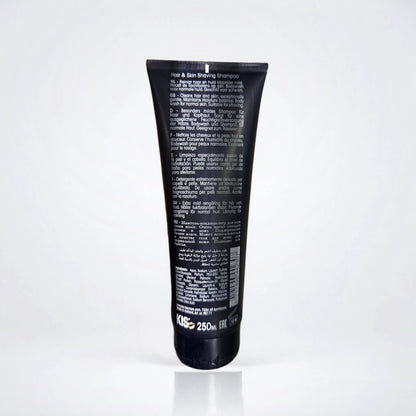 KIS KeraMen Hair & Skin Shaving Schampo, baksida med användning och innehåll
