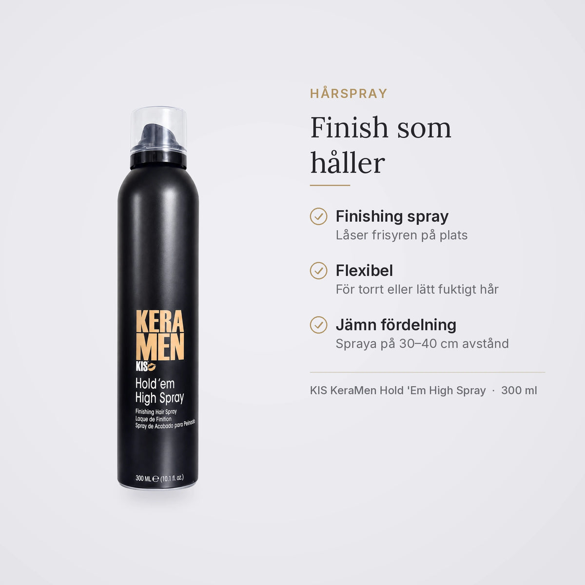 KIS KeraMen Hold 'Em High Spray: finishing spray som låser frisyren, för torrt eller lätt fuktigt hår