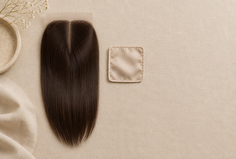 Lace closure och silk base closure i äkta hår