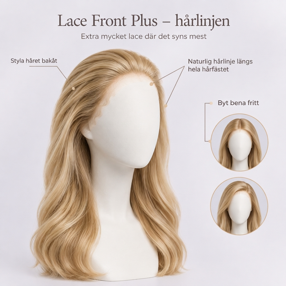 Lace Front Plus – naturlig hårlinje längs hela hårfästet