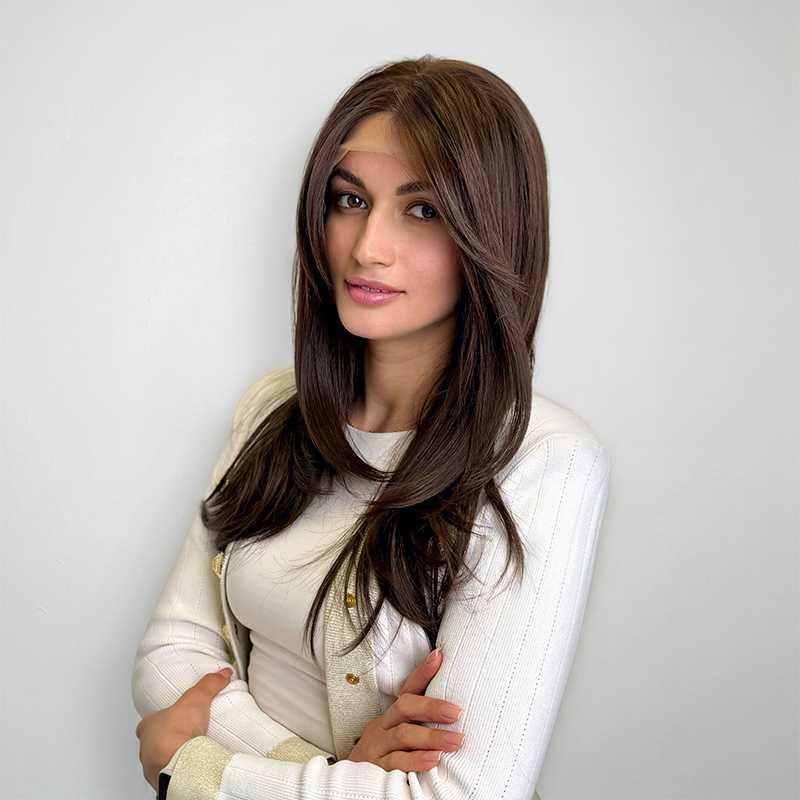 Luna Värmetålig Syntetperuk - Halv Lace - Fairwithhair