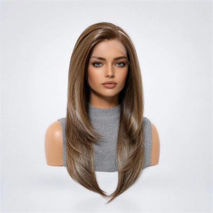 Luna Vegan Syntetisk Peruk – Lace Front Plus – Kall Brun