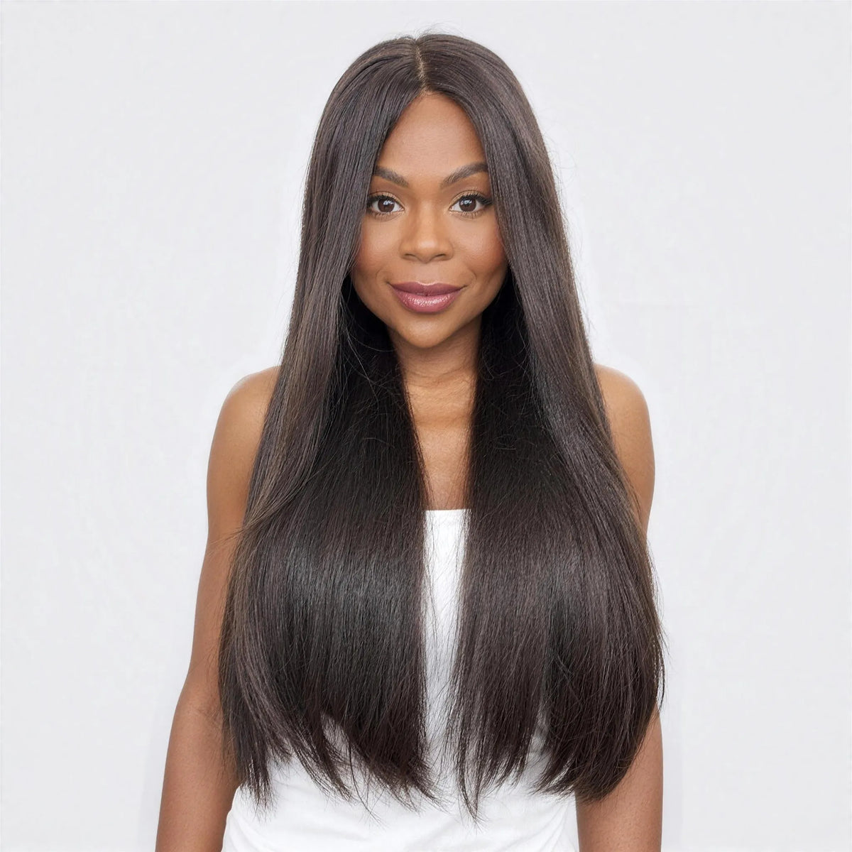 Luxury Peruk Äkta Hår – Chloe, Lace Closure, rak i färg 1B Natural Black