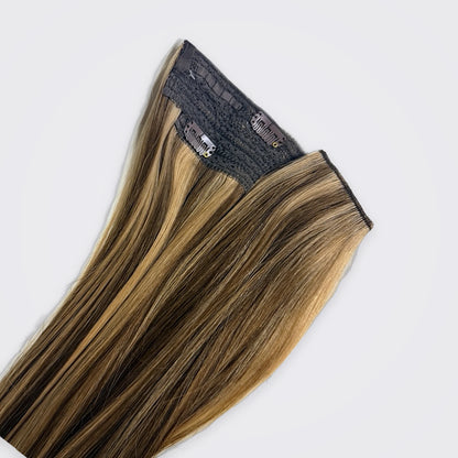 Luxury Halo Hairband – Rak i färg P4/27, öppen vy med hairband och clips