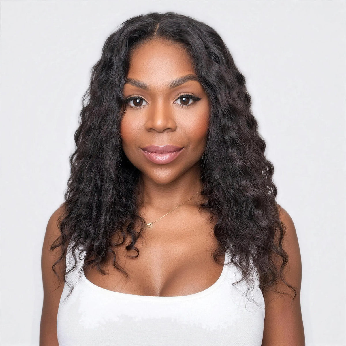 Luxury Peruk Äkta Hår – Krullig, Lace Closure i färg 1b