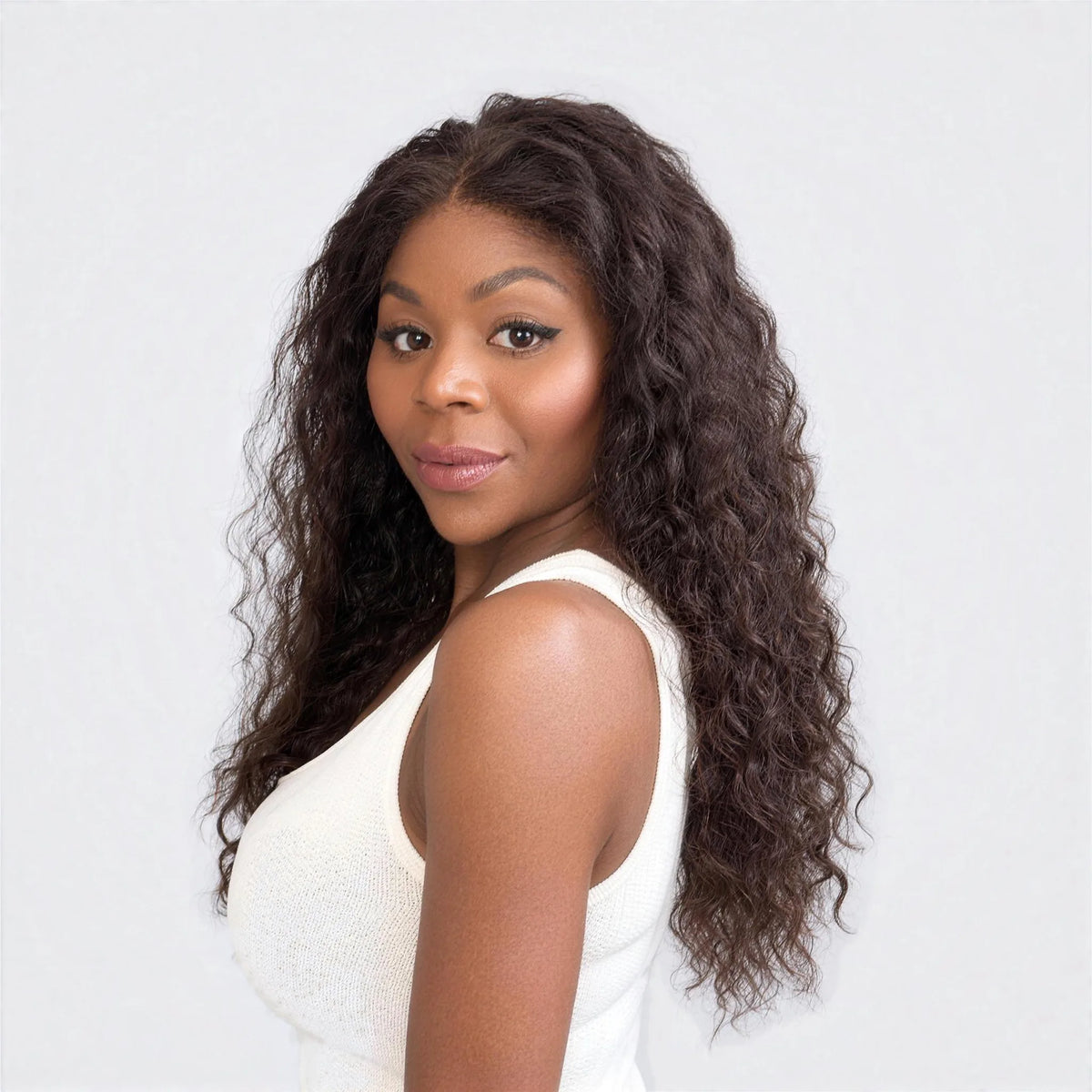 Luxury Peruk Äkta Hår – Krullig, Lace Closure i färg 2