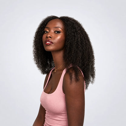 Luxury Peruk Äkta Hår – Kinky, Lace Closure, färg 1B
