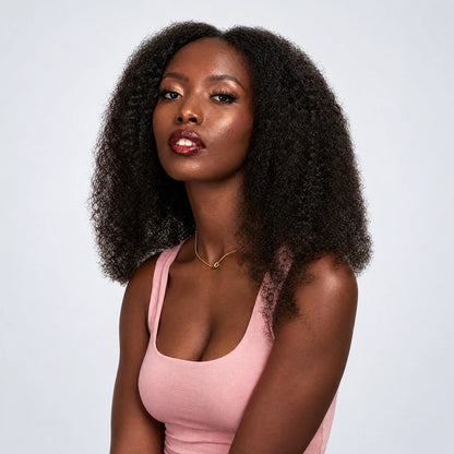 Luxury Peruk Äkta Hår – Kinky, Lace Closure