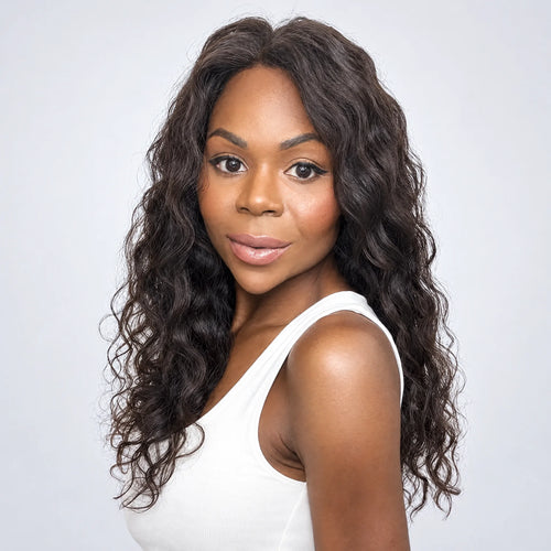 Luxury Peruk Äkta Hår – Lockig, Lace Closure, färg 1b