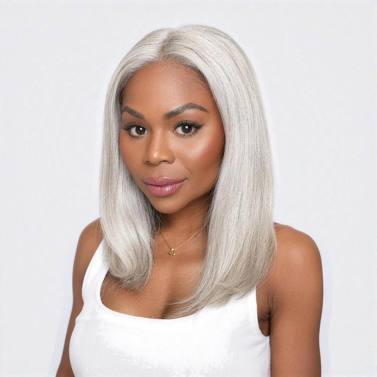 Luxury Peruk Äkta Hår – Rak, Lace Closure & Lace Front Plus i färg Grå