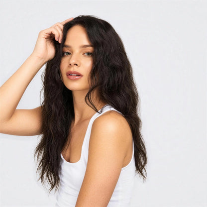 Luxury Peruk Äkta Hår – Vågig, Lace Closure & Lace Front Plus i färg 1b