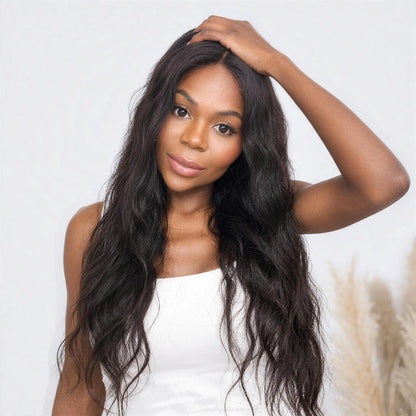 Luxury Peruk Äkta Hår – Vågig, Lace Closure & Lace Front Plus i färg 1b