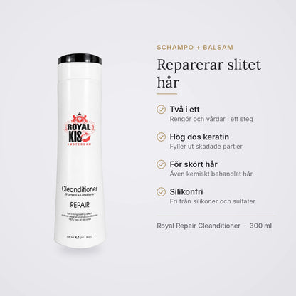 Royal Repair Cleanditioner – Tvättbalsam: två i ett, hög dos keratin, för skört hår, silikonfri