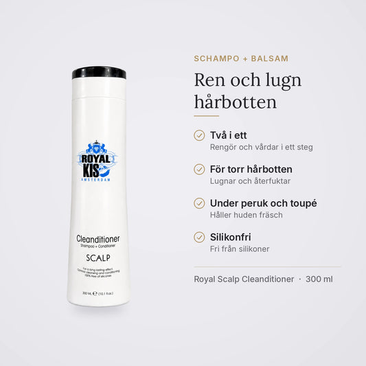 Royal Scalp Cleanditioner – Tvättbalsam: två i ett, för torr hårbotten, under peruk och toupé, silikonfri