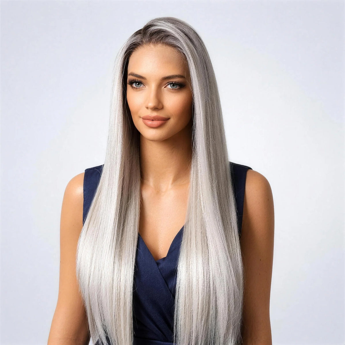 Saga Vegan Syntetisk Peruk – Lace Front Plus – Platina