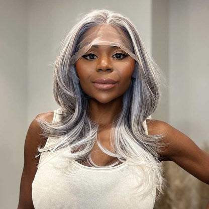 Silver - Birgitta – Ljusgrå Half Lace Peruk - Fairwithhair