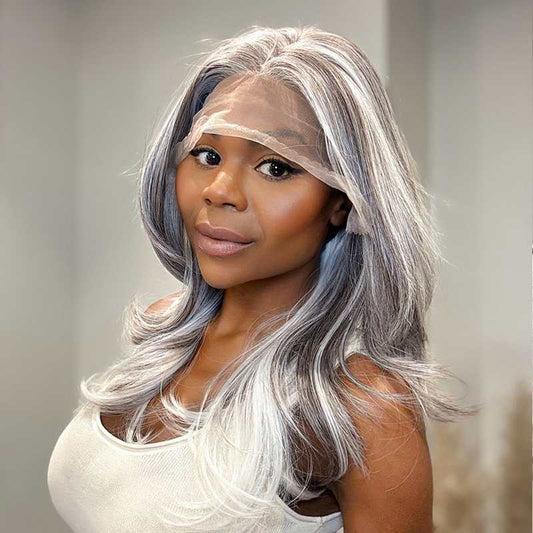 Silver - Birgitta – Ljusgrå Half Lace Peruk - Fairwithhair