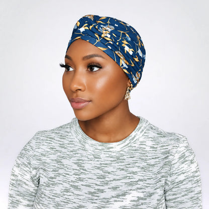 Turban Blommig – blå