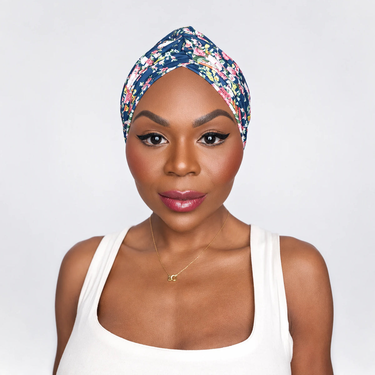 Turban Blommig – blommig blå