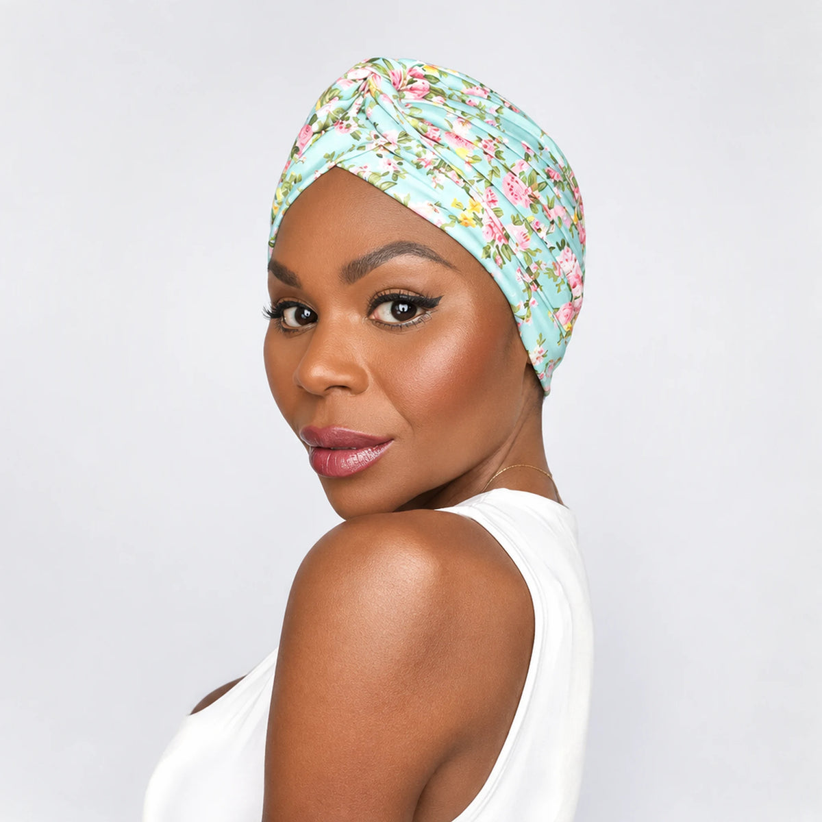 Turban Blommig – ljusblå
