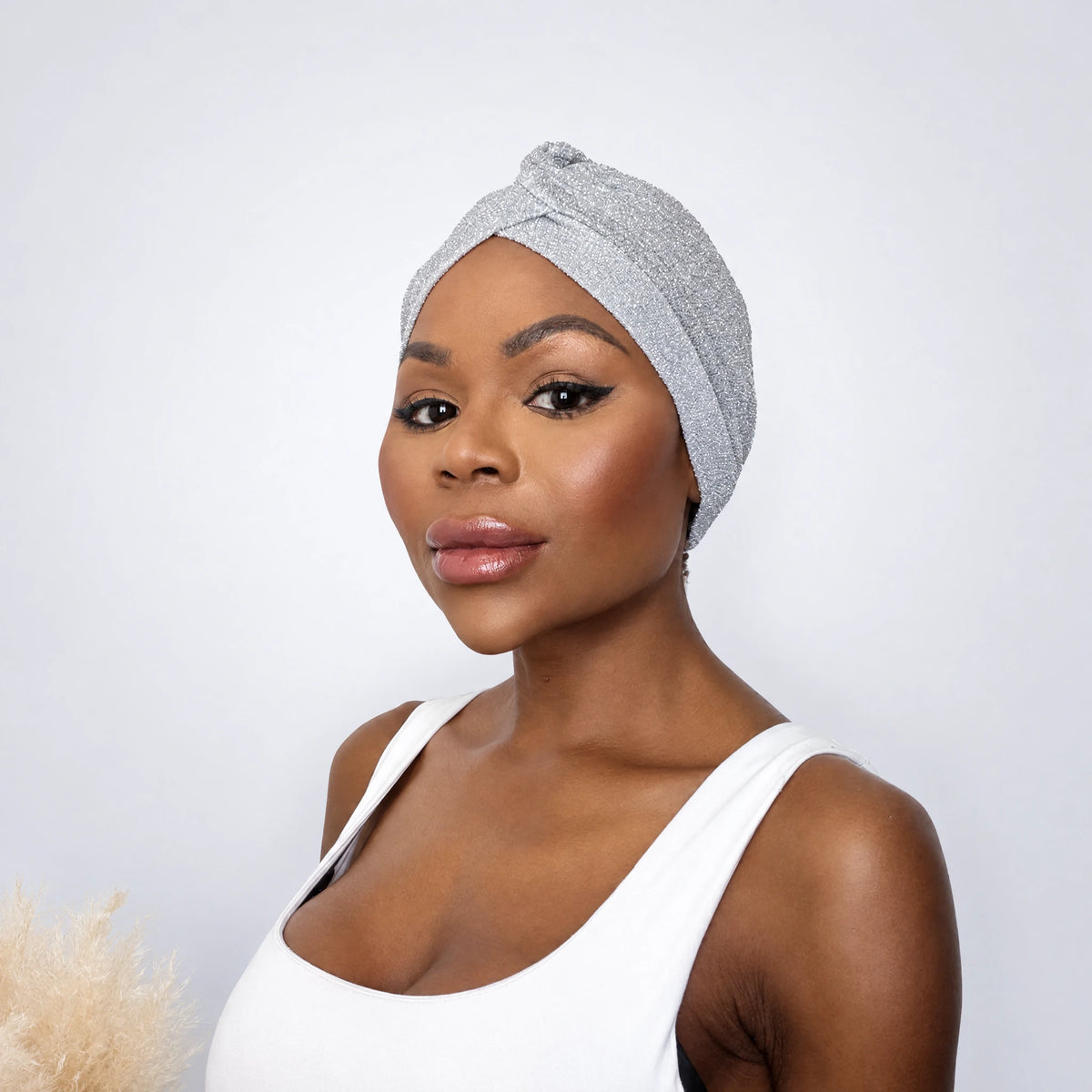 Turban Glitter, färg Vit