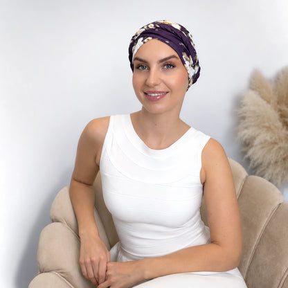 Turban med fläta – lila