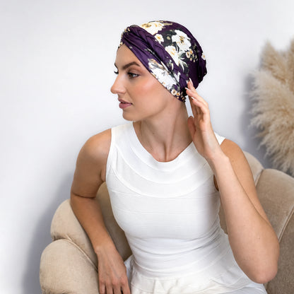 Turban med fläta – lila