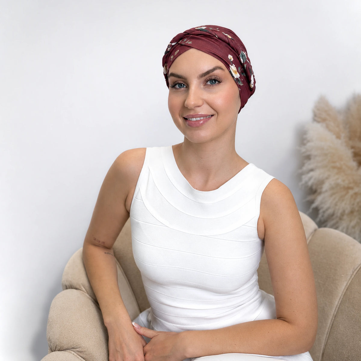 Turban med fläta – röd